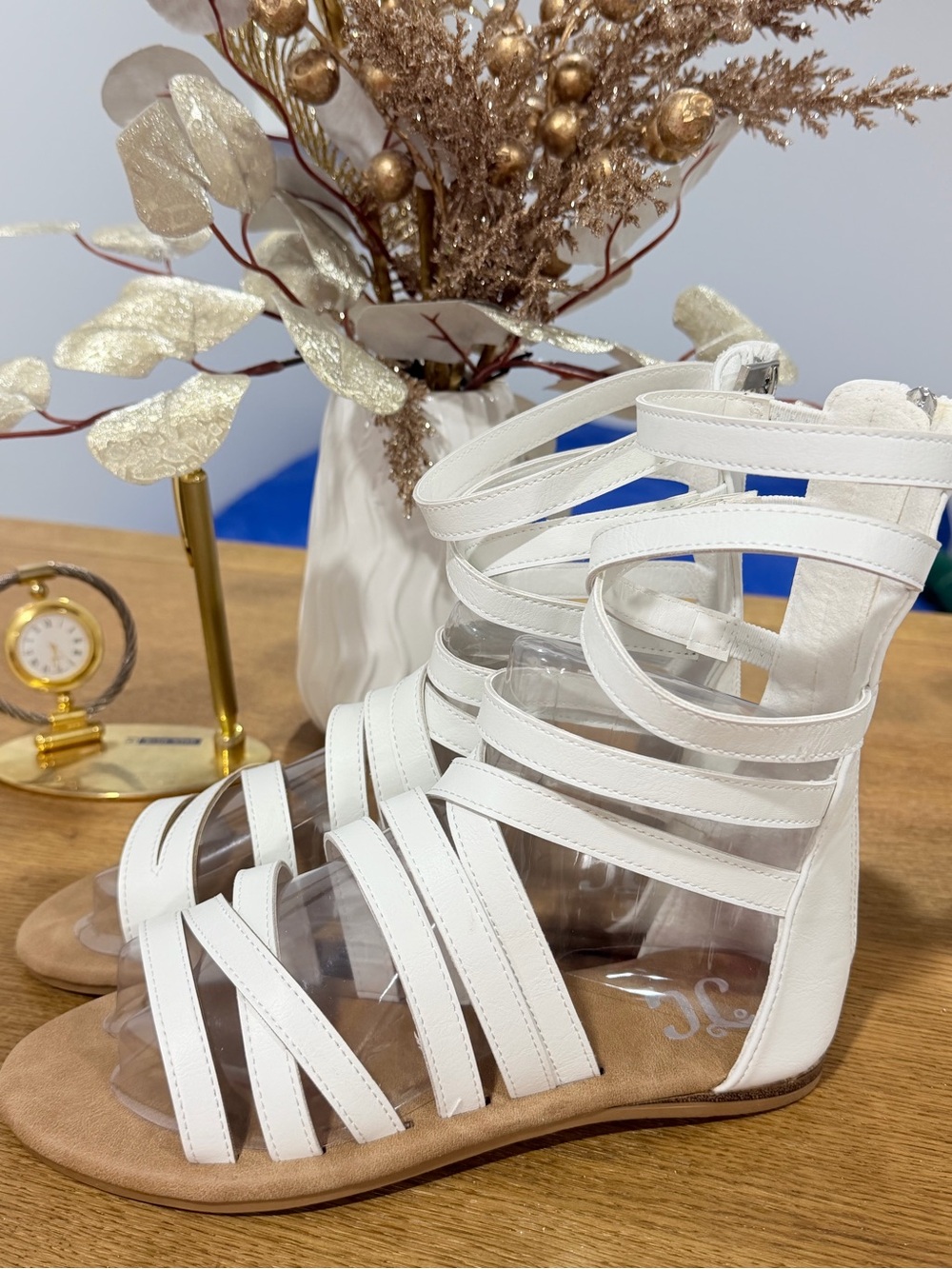 White Strappy Gladiator Sandals Size 6 / EU 36 Never Worn